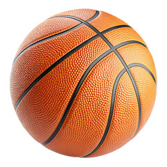 Fototapeta premium Basketball's Texture and Form: This image captures the iconic look and feel of a basketball. The photo highlights the ball's textured surface, seam lines, and rounded shape.