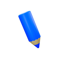 3d rendering icon illustration blue crayon with angle 3