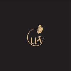initial line logo UV monogram wedding concept letter modern circle floral