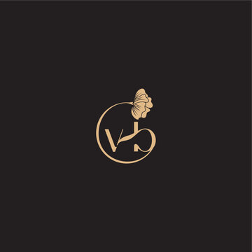 initial line logo VB monogram wedding concept letter modern circle floral