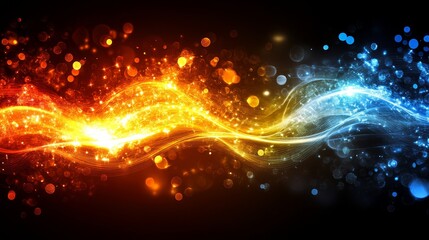 Obraz premium Abstract dynamic background with fire and ice contrast glowing particle flow design element for modern technology themes and energy concepts