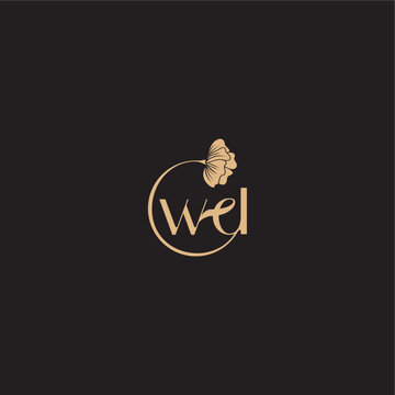 initial line logo WD monogram wedding concept letter modern circle floral
