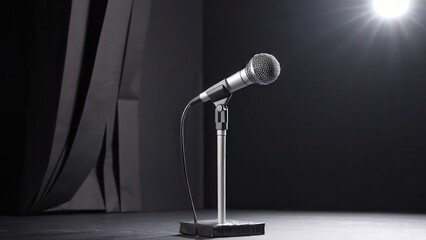 Obraz premium a microphone stands ready for an electrifying performance
