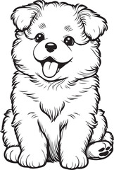 Cute Cartoon Dog Coloring Page – Adorable Puppy Sitting Outline for Kids