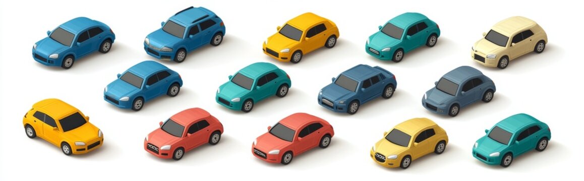 Isometric representation of modern transportation technology vehicles