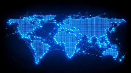 Obraz premium The futuristic blockchain technology HUD background showcases a globe and a blockchain polygon peer-to-peer network, representing a global cryptocurrency fintech business banner concept