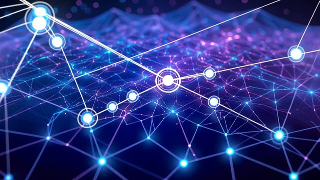  Neon Network Lines on a Digital Circuit Board With a Futuristic Blue and Pink Glow