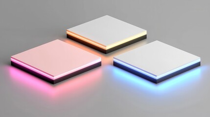 Colorful Neon LED Light Stands on a Minimalist Background
