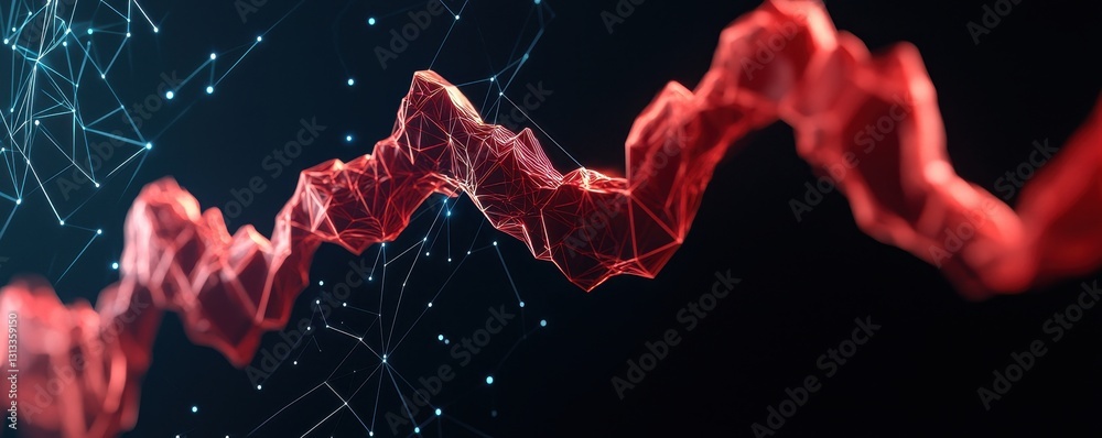 Poster A vibrant, dynamic red wave-like structure intertwines with a network of blue lines against a dark background, evoking a sense of motion and technology.
