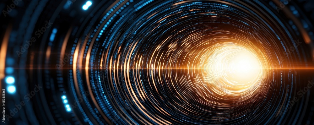 Aufkleber A mesmerizing abstract view of a bright light at the center of concentric circles, creating a sense of depth and motion.