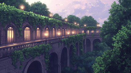 Fototapeta premium Enchanted Stone Bridge at Twilight