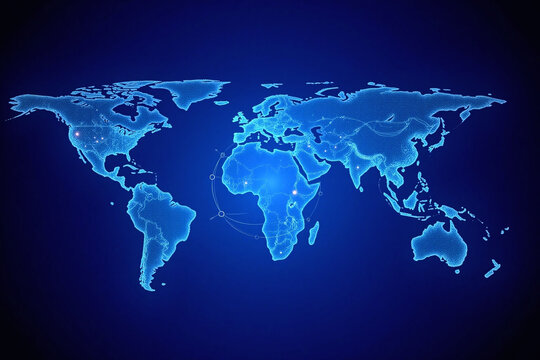 Fototapeta blue world map with a circle in the middle of it