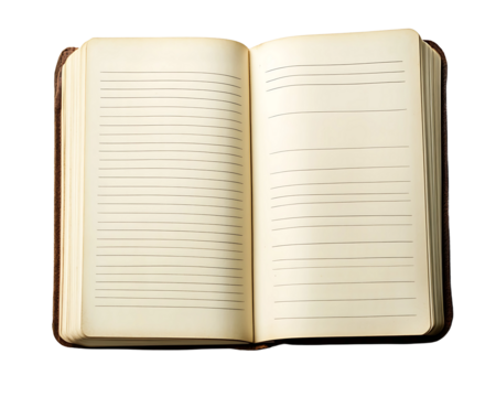 Open Lined Notebook - Blank Pages for Writing and Journaling On Transparent Background Generative Ai