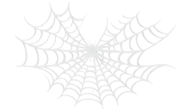 White spider web with spider creating halloween atmosphere on transparent background