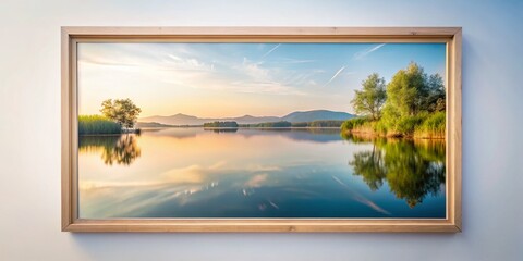 Serene Minimalist Lake Scene: Tranquil Water, Calm Reflection, Peaceful Nature Photography