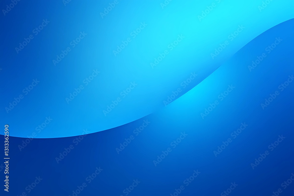 Poster Gradient blue abstract background with a soft curve and smooth lighting.