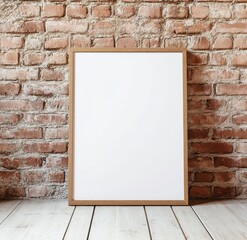 Empty framed poster on brick wall (2)