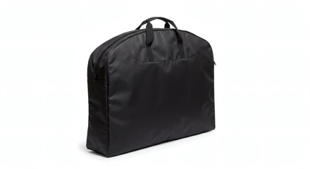 Naklejka premium Black Fabric Garment Bag with Reinforced Handles on Plain White Background PNG Style HD Minimal