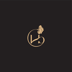 monogram wedding concept initial line logo LB modern circle floral letter