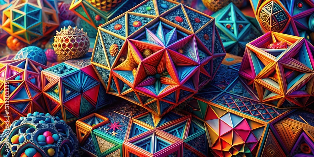Wall mural surreal geometric shapes: abstract 3d design with high depth of field