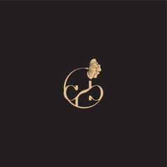 monogram wedding concept initial line logo QB modern circle floral letter