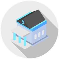 Bank rounded isometric 3d, mini illustration icon, use for modern concept, UI or UX kit, web and app development. related to business, finance, economy..