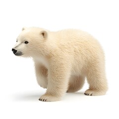 Fototapeta premium Adorable Polar Bear Cub on White Background