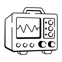 A hand drawn icon of an oscilloscope device
