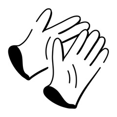 A doodle style icon showing a pair of lab gloves
