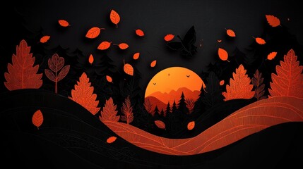 Vibrant Abstract Design with Fiery Red and Orange Swirls on Black Canvas