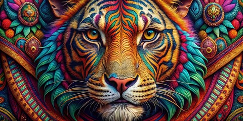 Obraz premium Vibrant Boho Patchwork Animal Portrait Photography