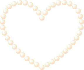 Graphic material of frames using illustrations of pearls. Wedding, greeting cards, luxury decoration.Small heart. Not AI