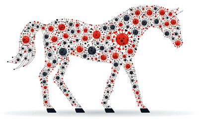Obraz premium Abstract Horse Silhouette Composed of Virus Particles