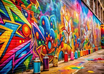 Fototapeta premium Vibrant Labor Day Graffiti Art Background Pattern Stock Photo