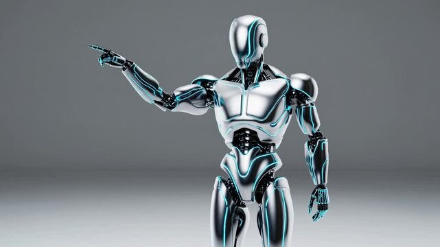 Futuristic Chrome Robot in a Minimalist Setting: A Sleek, Shiny Android with a Modern Design, Showcasing Advanced Robotics and Aesthetic Appeal