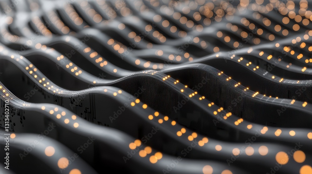 Poster Abstract Close-Up of Lighted Wavy Patterns with Soft Glow Effect