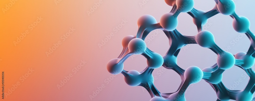 Poster A vivid illustration of a molecular structure with interconnected atoms set against a gradient background, symbolizing scientific innovation and research.
