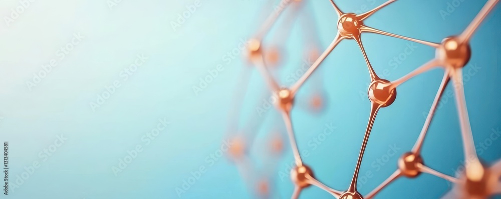 Poster a close-up of a molecular structure with interconnected nodes, showcasing a scientific theme against