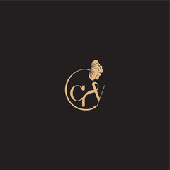 monogram wedding concept initial line logo QY modern circle floral letter
