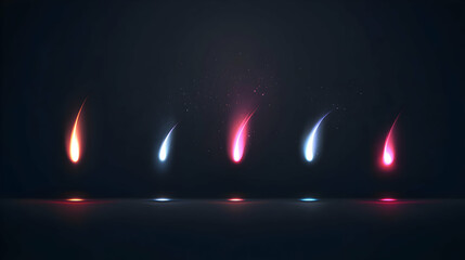 Several glowing trails and light spots of different bright colors