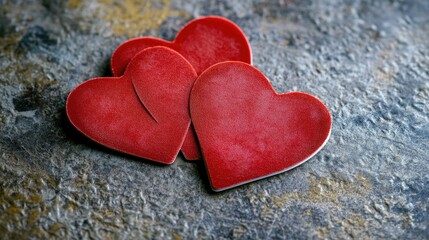 Obraz premium This image shows a set of red heart-shaped cutouts, likely intended for holidays like Valentine's Day or as decorative elements in craft projects.