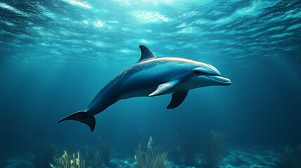 a dolphin swimming in the water