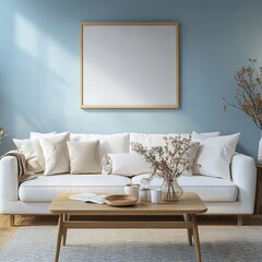 Light-filled living room with white sofa and neutral decor