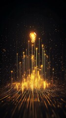 A glowing light bulb surrounded by radiant beams of light, symbolizing innovation and bright ideas.