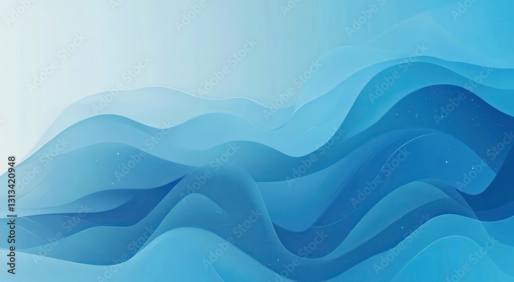 Poster elegant abstract wave patterns in soft blue tones with smooth gradients for backgrounds and design p