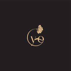 YE letter initial line logo modern circle floral monogram wedding concept