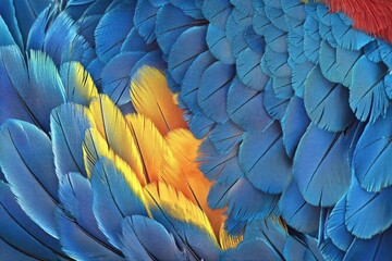 Fototapeta premium A close-up of a vibrant bird's feathers, showcasing the intricate details and colors of plumage.
