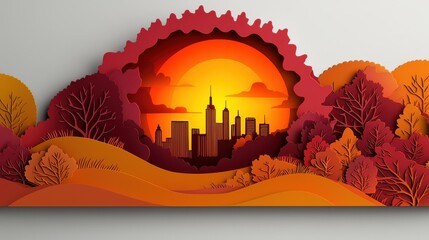 Vibrant Cityscape at Sunset with Colors Blending in the Urban Sky