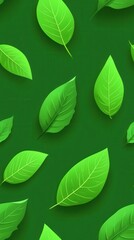 Vibrant green leaves on a dark green background creating a rich and lush visual experience for nature lovers