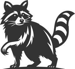 silhouette of a raccoon standing on one leg, ready to pounce animal vector